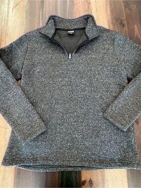 Mountain Expeditions Mens Large Gray Quarter Zip Fleece Pullover Sweater